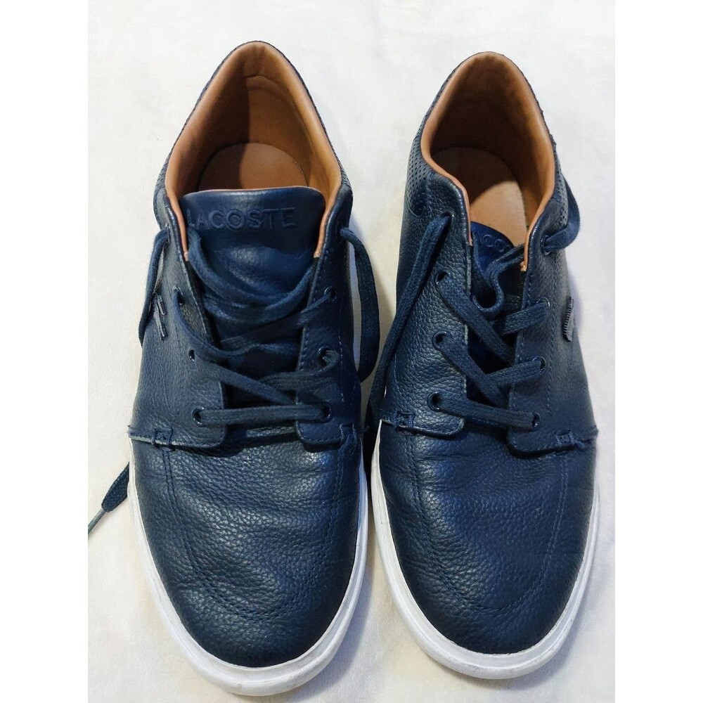 Lacoste Men’s Bayliss Leather Sneakers Navy Blue Size 10.5 Premium Casual Shoes